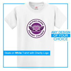 Personalised White Tee With Your Own Charity Logo Artwork On Front